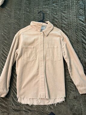 Pacsun Oversized Beige Corduroy Button-Up Shirt Jacket